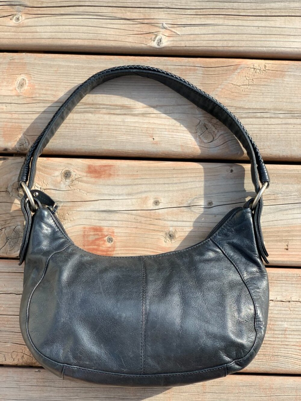 Vintage 90s Derek Alexander Shoulder Bag Handbag Purse Black Leather Minimalist